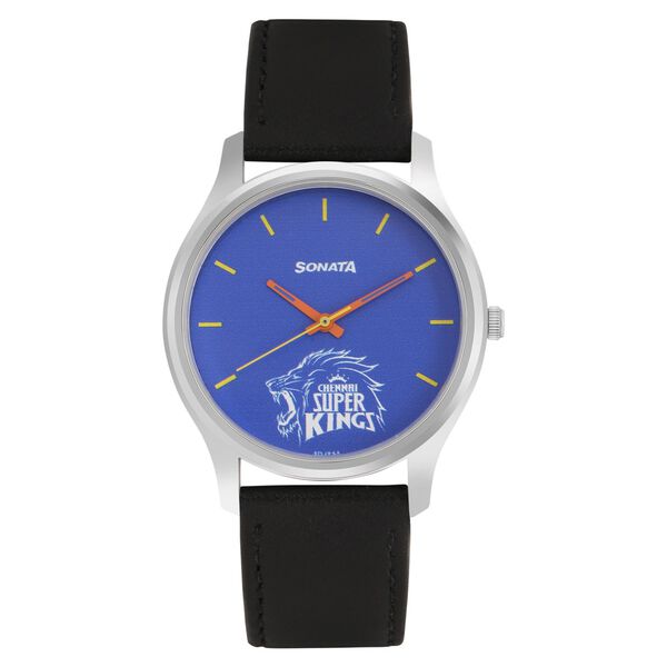 Sonata CSK Quartz Analog Blue Dial Leather Strap Unisex Watch - image number 0