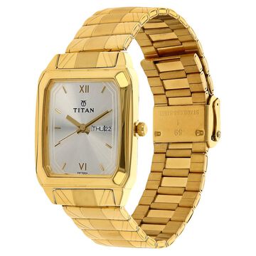Titan Quartz Analog with Day and Date Silver Dial Stainless Steel Strap Watch for Men
