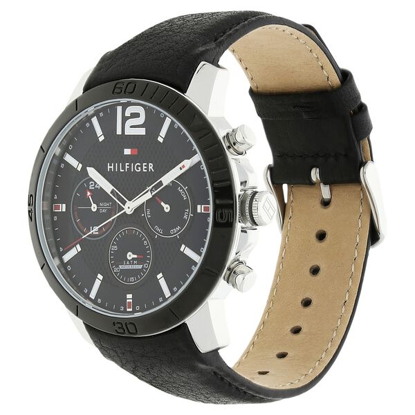 Tommy Hilfiger Quartz Multifunction Black Dial Leather Strap Watch for Men - image number 1