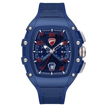 Ducati Quartz Multifunction Blue Dial Blue Silicone Strap Watch For Men