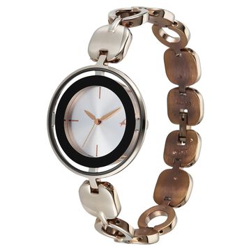 Fastrack Chrome K Quartz Analog Silver Dial K Chrome Metal Strap Watch For Girls