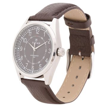 Titan Men's Timeless Charm: Men's Analog Watch with Black Dial and Brown Leather Strap