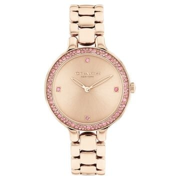 Coach Quartz Analog Rose Gold Dial Stainless Steel Strap Watch for Women