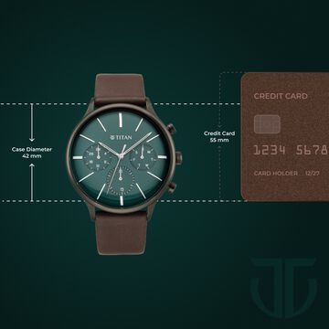 Titan Quartz Multifunction Green Dial Leather Strap Watch for Men