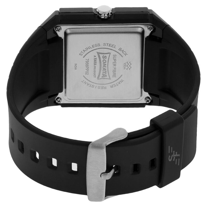 SF Quartz Analog Black Dial Plastic Strap Watch for Men - image number 3
