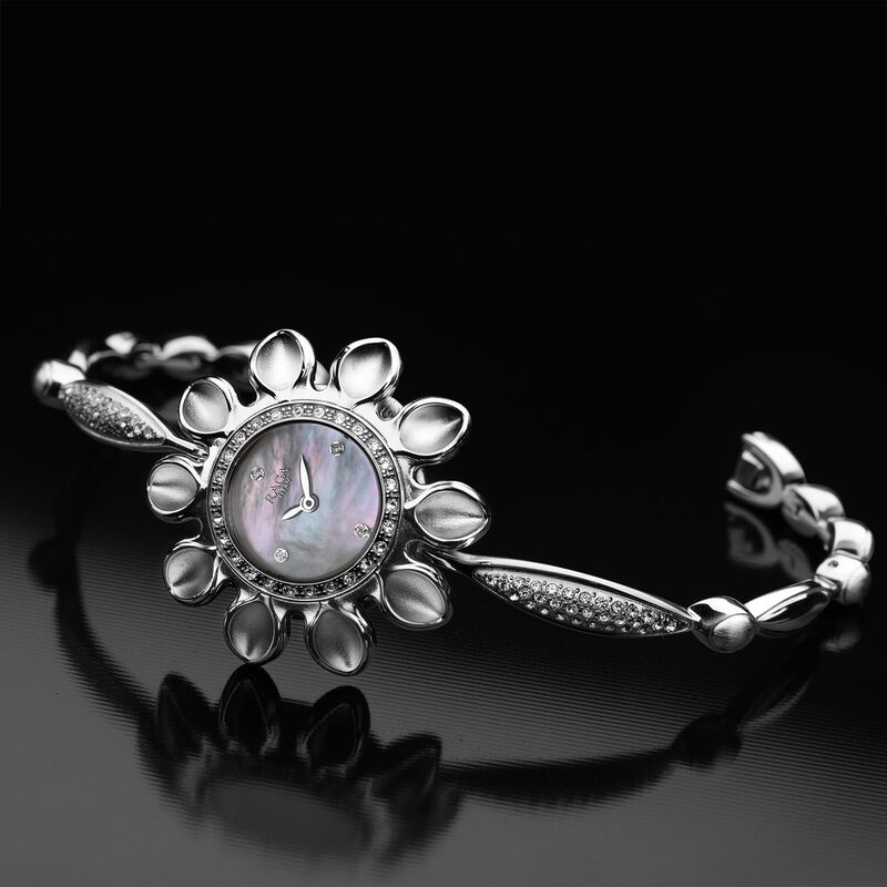 Titan Raga Silver Mother Of Pearl Dial Analog Sterling Silver Strap Watch for Women