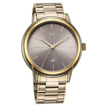 Fastrack Vyb Phantom Quartz Analog Khaki Dial Metal Strap Watch For Guys