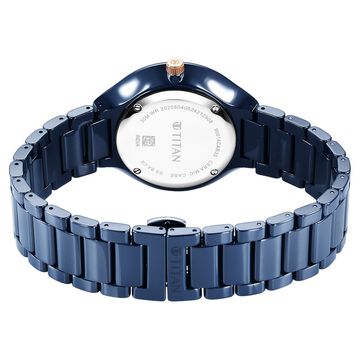 Titan Regalia Ceramics Quartz Analog Blue Dial Blue Color Ceramic Strap Watch For Men
