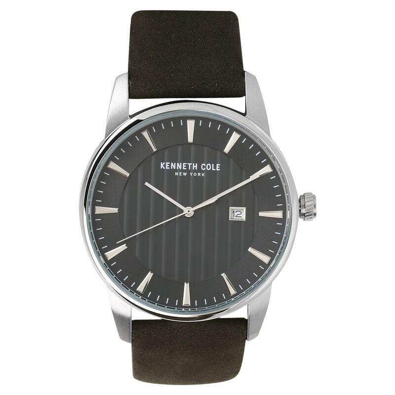 Kenneth Cole Quartz Analog with Date Black Dial Leather Strap Watch for Men
