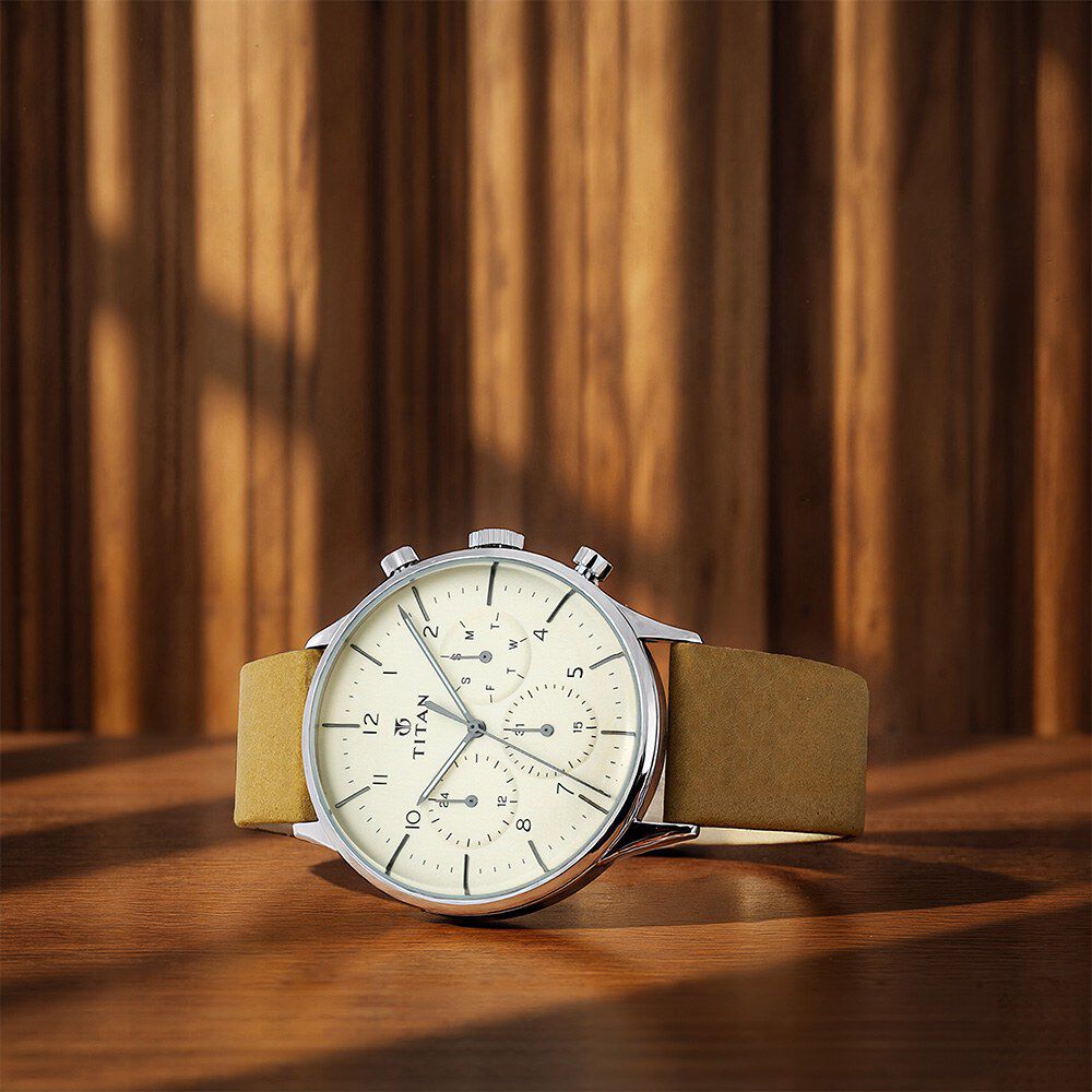 Buy Online Titan On Trend White Dial Quartz Multifunction Leather Buy Online Titan On Trend White Dial Quartz Multifunction Leather