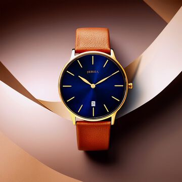 Titan Nebula Lustre 18k Gold Analog Leather Strap Watch for Men