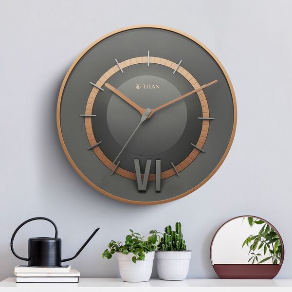 Titan Contemporary Wall Clock with Grey Dial Silent Sweep Technology - 32 cm x 32 cm (Medium) - image number 0