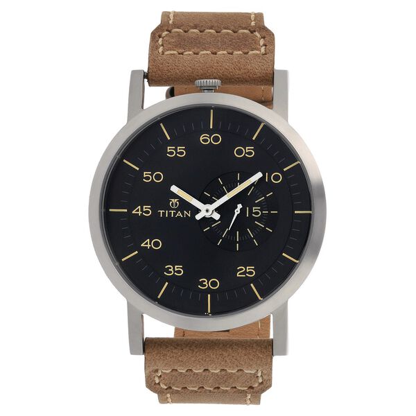 Titan Quartz Analog Black Dial Leather Strap Watch for Men - image number 0