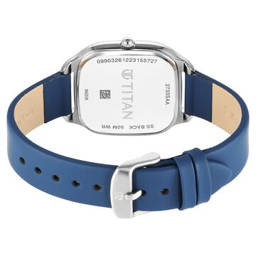 Titan Workwear Quartz Analog Beige Dial Blue Leather Strap Watch For Women