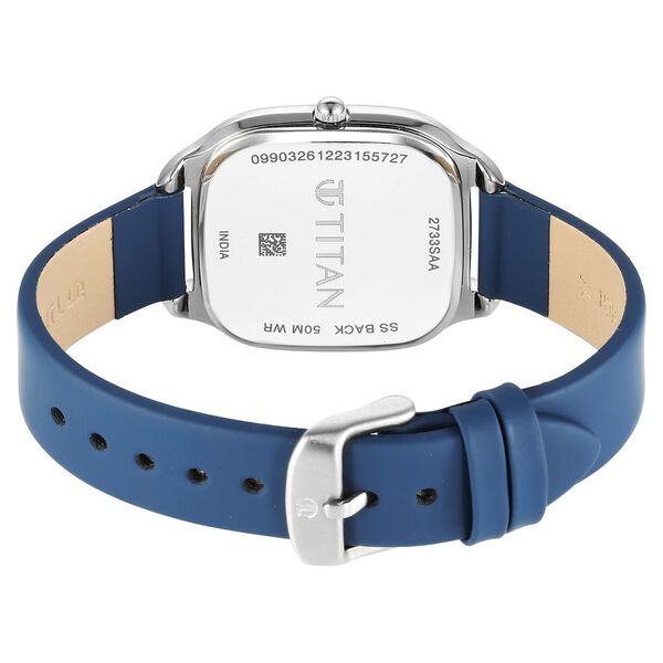 Titan Workwear Quartz Analog Beige Dial Blue Leather Strap Watch For Women - image number 4