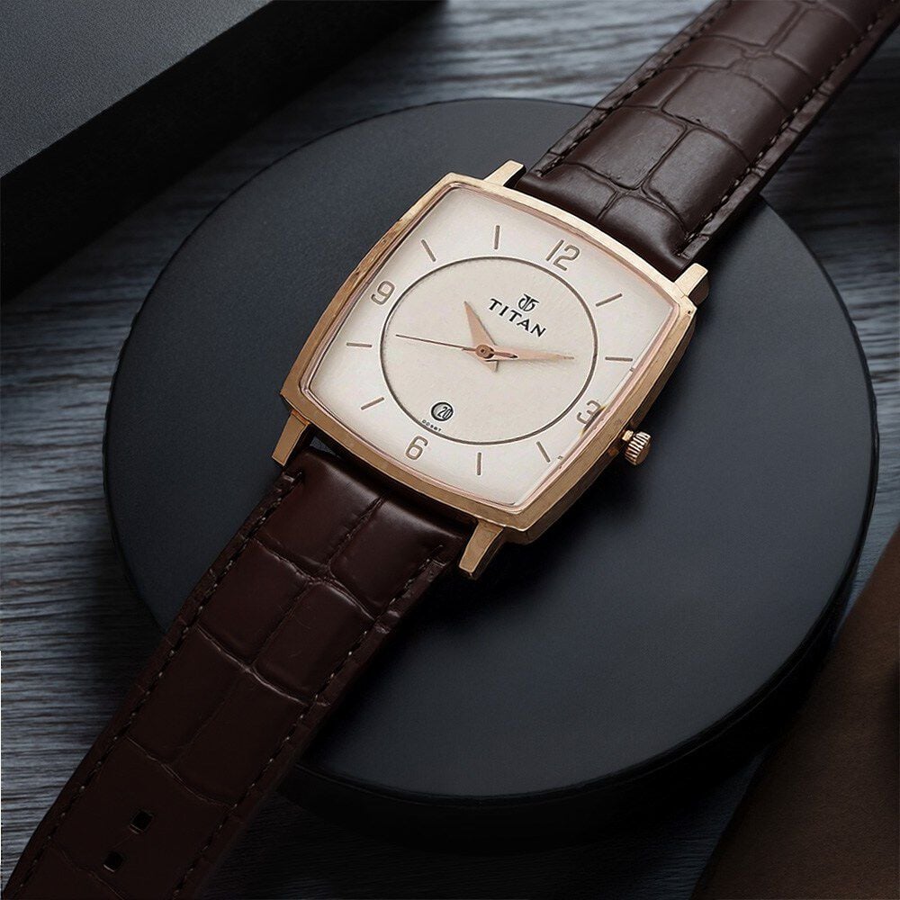 Titan Analog White Dial with Date Leather Strap watch for Men-image-40