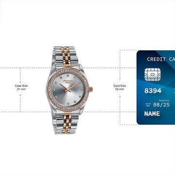 Sonata Poze Quartz Analog Silver Dial Two Toned Colour Stainless Steel Strap Watch For Women