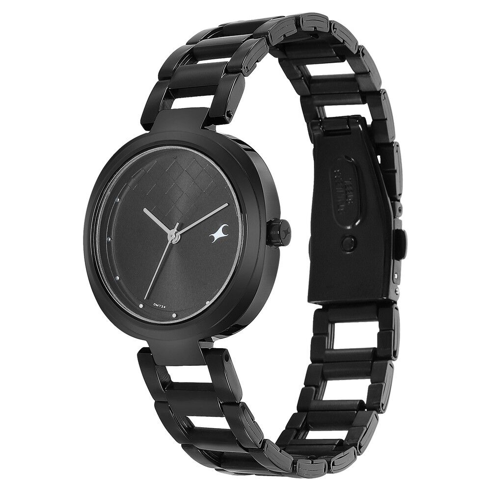 Fastrack black metal watches for womens top