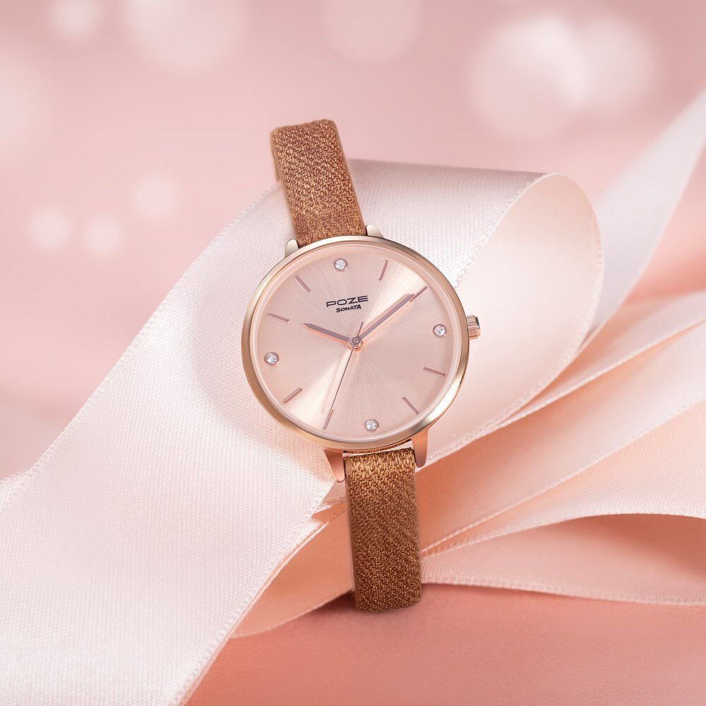 Sonata analog gold dial women's watch on sale
