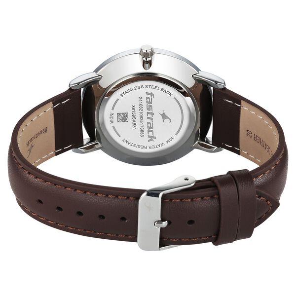 Fastrack Stunners Quartz Analog Blue Dial Blue Leather Strap Watch For Guys - image number 5