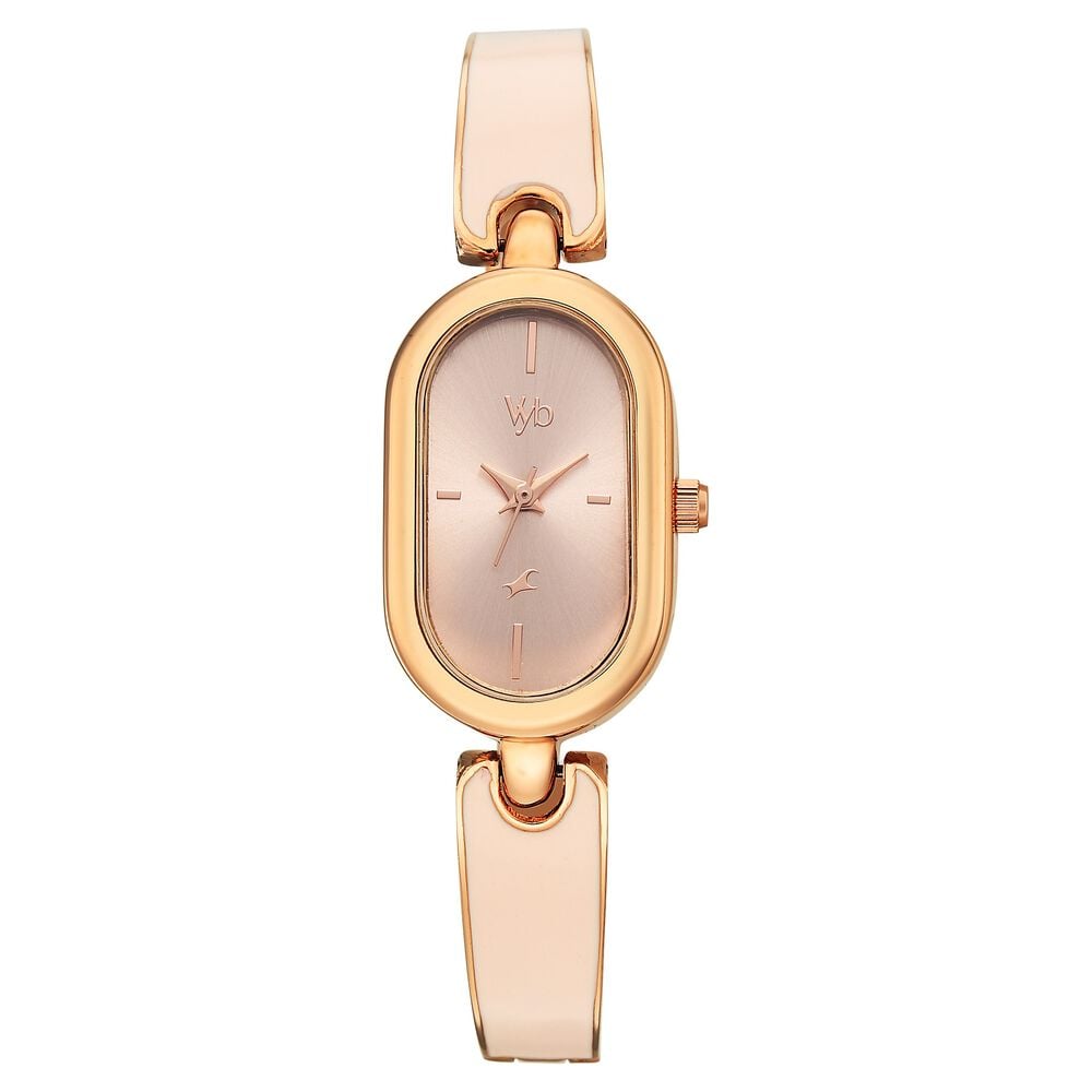 Vyb Diva By Fastrack Quartz Analog Pink Dial Rose Gold Metal With Enamel Fill Strap Watch For Girls-picture-21