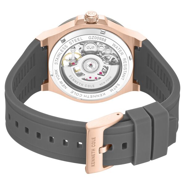 Kenneth Cole Automatic Grey Dial Grey Silicone Strap Watch For Men - image number 4