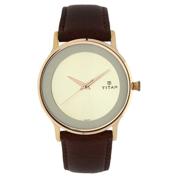 Titan Champagne Dial Analog Leather Strap watch for Men - image number 0