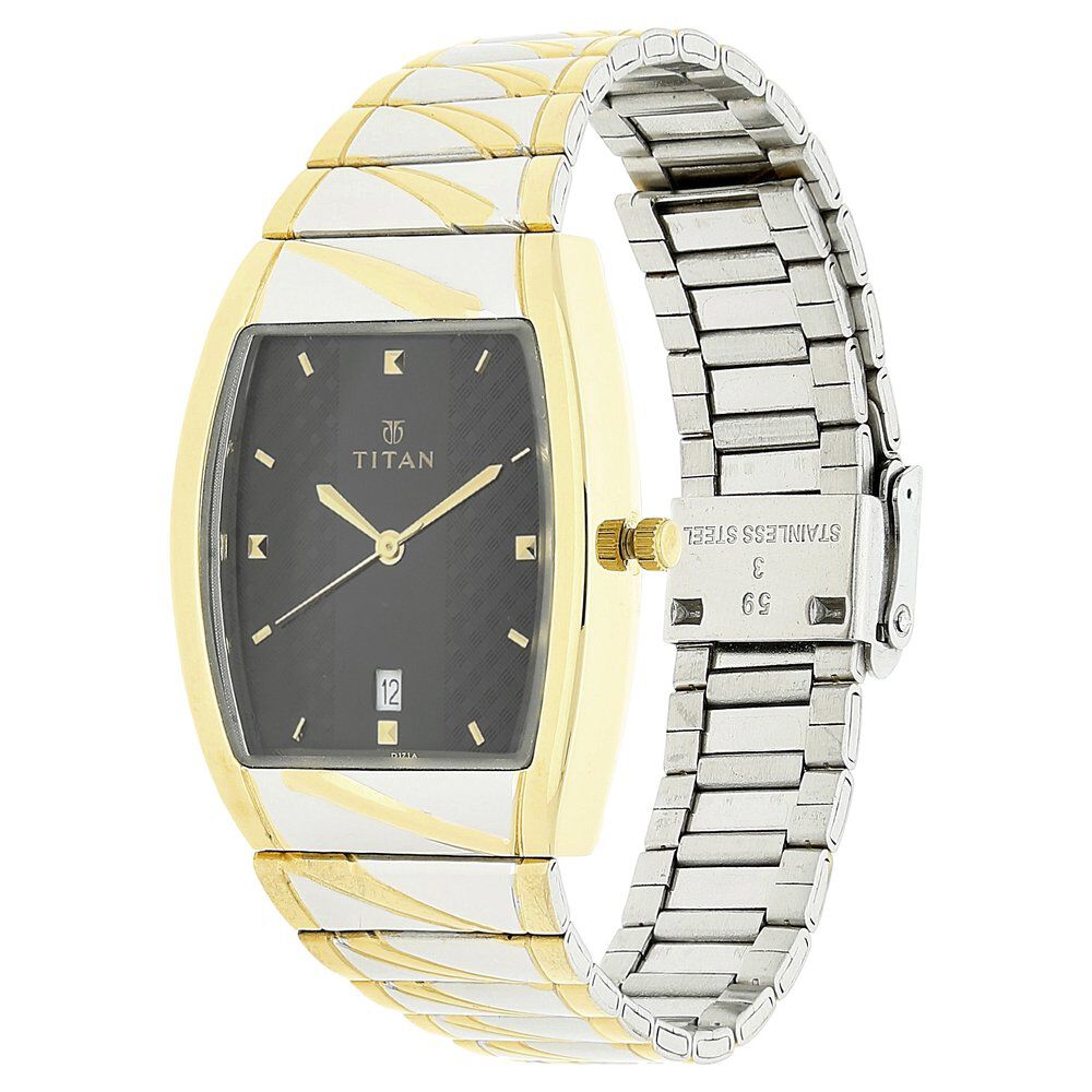 Buy Online Titan Quartz Analog with Date Black Dial Stainless