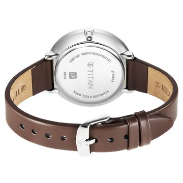 Titan Neo Analog with Day and Date Mother Of Pearl Dial Brown Color Leather Strap Watch For Women