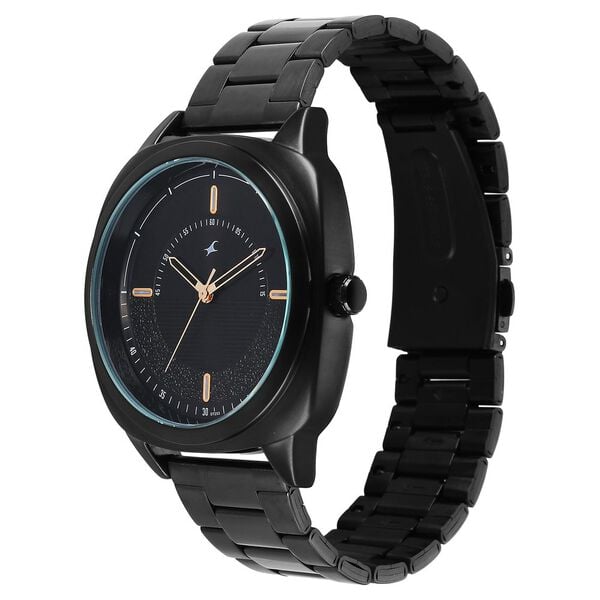 Fastrack Stunners Quartz Analog Black Dial Black Stainless Steel Strap Watch For Guys - image number 2