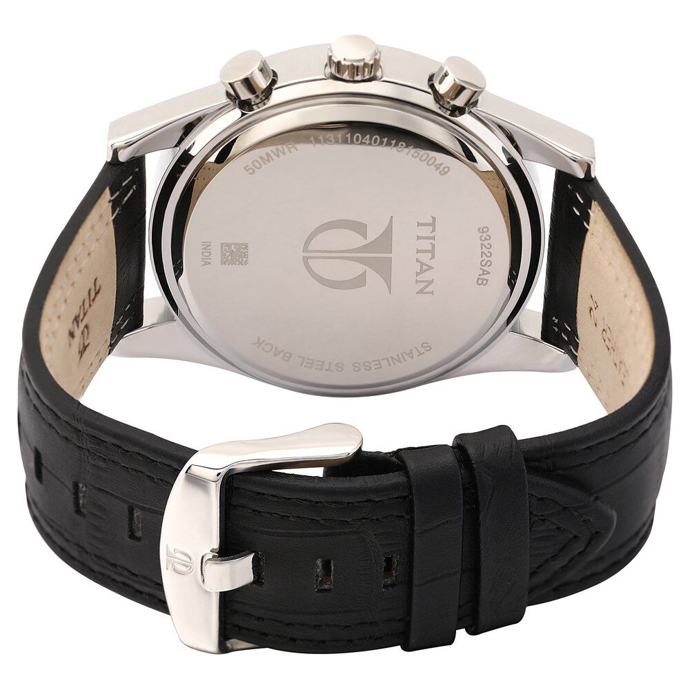 Buy Online Titan Octane Silver Dial Chrono Leather Strap watch for Men nm9322sl01 Titan