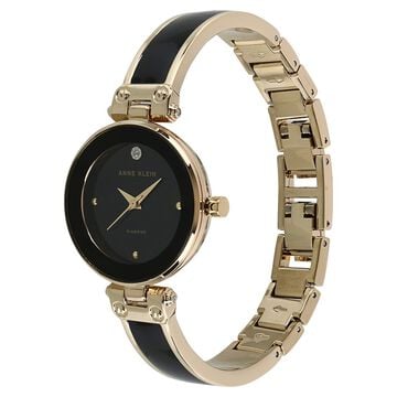 Anne Klein Quartz Analog Black Dial Metal Strap Watch for Women