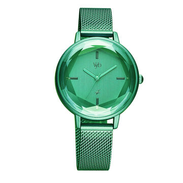 Fastrack Vyb Aurora Quartz Analog Green Dial Stainless Steel Strap Watch for Girls