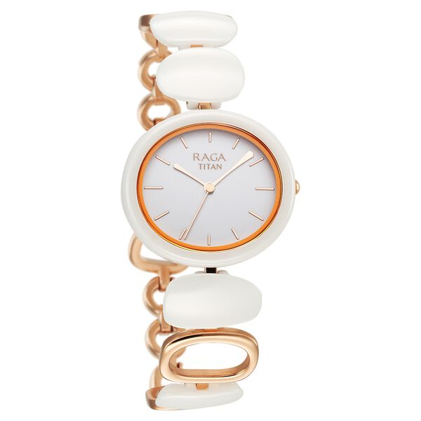 Titan Raga Ceramics Quartz Analog White Dial Metal & Ceramic Strap Watch For Women - image number 1