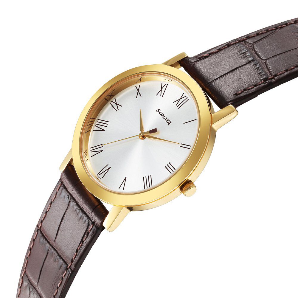 Buy Online Sonata Utsav Quartz Analog Silver Dial Watch for Men