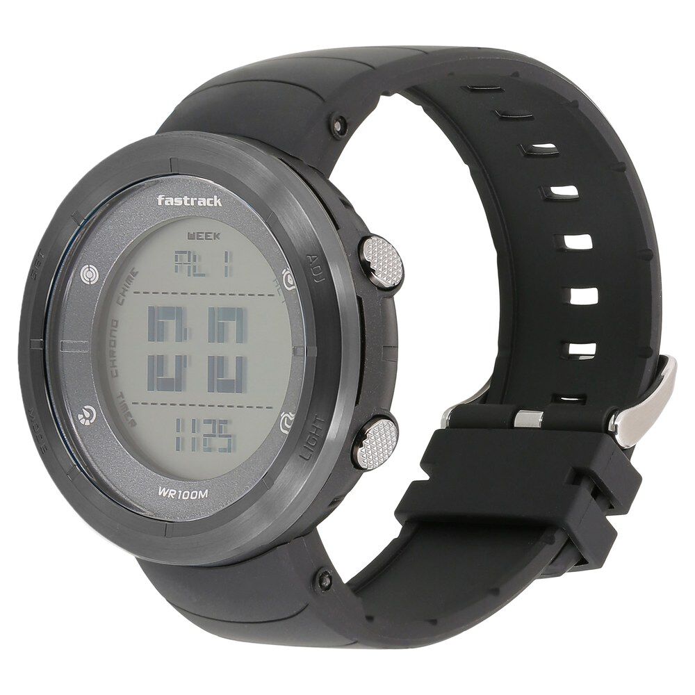Buy Online Fastrack Trendies Digital Grey Dial Plastic Strap Watch for Guys nn38047pp02 Titan