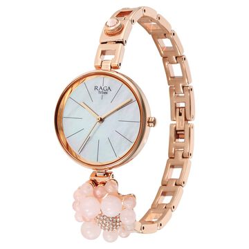 Titan Raga Delight Mother Of Pearl Dial Analog Metal Strap Watch for Women