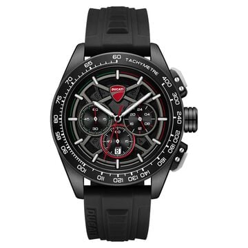 Ducati Quartz Chronograph Black Dial Black Silicone Strap Watch For Men