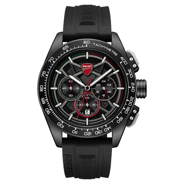 Ducati Quartz Chronograph Black Dial Black Silicone Strap Watch For Men - image number 0