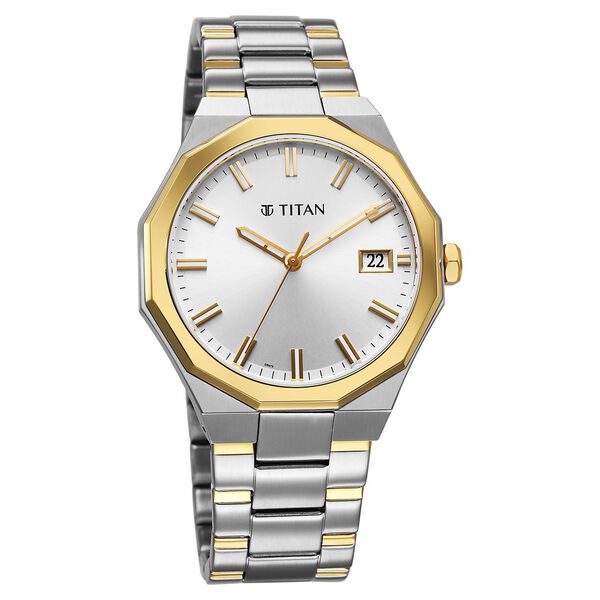 Titan Regalia Dodecagon Quartz Analog with Date Silver Dial Two Toned Stainless Steel Strap Watch For Men - image number 2
