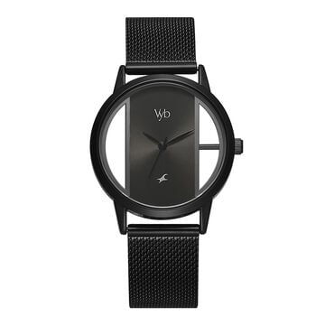 Vyb by Fastrack Quartz Analog Black Dial Stainless Steel Strap Watch for Girls