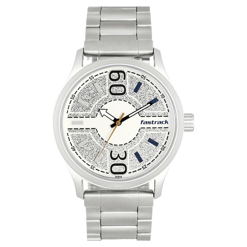 Fastrack Road Trip Quartz Analog White Dial Stainless Steel Strap Watch for Guys