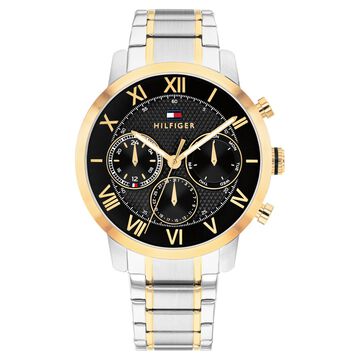 Tommy Hilfiger Quartz Multifunction Black Dial Two Toned Stainless Steel Strap Watch For Men