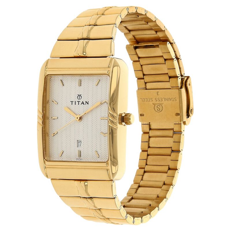 Titan Quartz Analog with Date Champagne Dial Metal Strap Watch for Men - image number 1