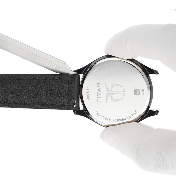 20 mm Black Genuine Leather Straps for Men - image number 6
