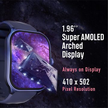Fastrack Reflex Power|4.97 CM Super AMOLED Arched Display|410 x 502 Pixel Resolution|IP68 WR With Blue Strap