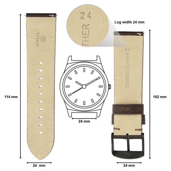 24 mm Brown Genuine Leather Strap for Men - image number 1