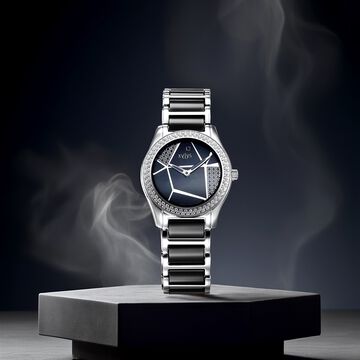 Xylys Shimmer Swiss Analog Steel & Ceramic Mother of Pearl White Dial Watch for Women