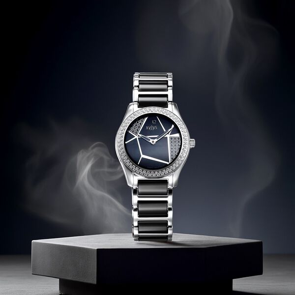 Xylys Shimmer Swiss Analog Steel & Ceramic Mother of Pearl White Dial Watch for Women - image number 4