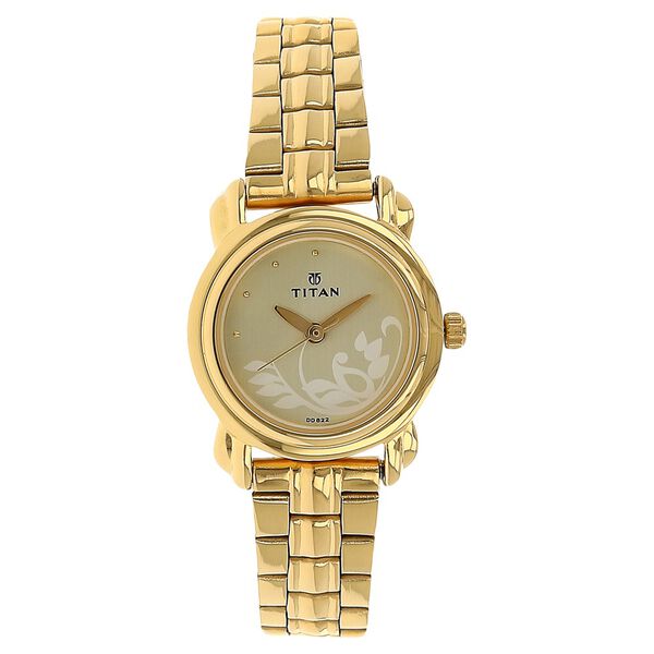 Titan Quartz Analog Champagne Dial Stainless Steel Strap Watch for Women - image number 0